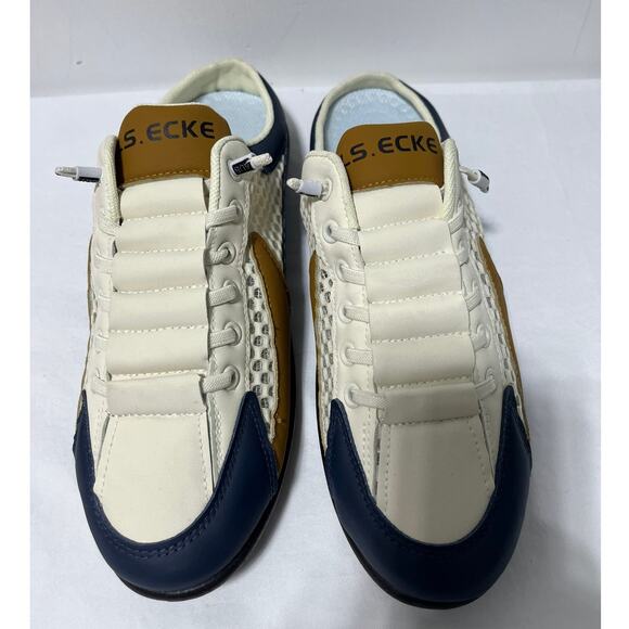 CACRUFEL AIP Mesh Slip-On Sneakers Men’s Size US 10.5 White/Blue/Yellow – NWB - Picture 2 of 8